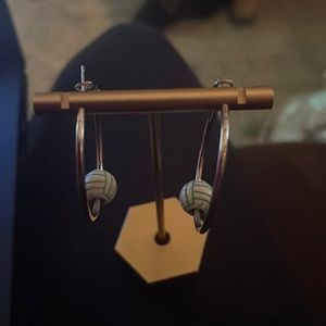 Green Big Hoop Volleyball Earrings